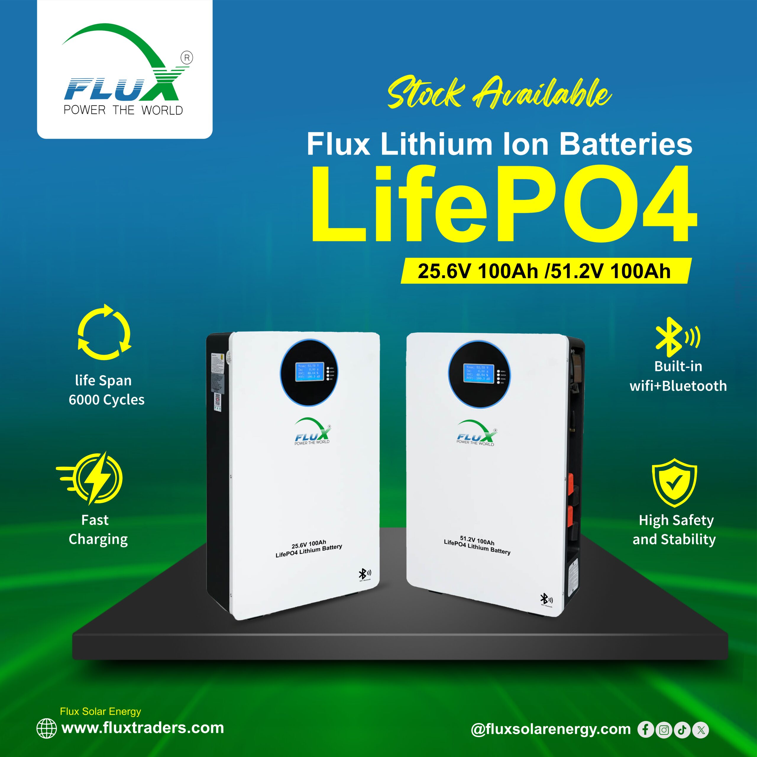 Power Your Future with FLUX LifePO4 Lithium Battery – Reliable, Efficient, and Smart Energy Storage